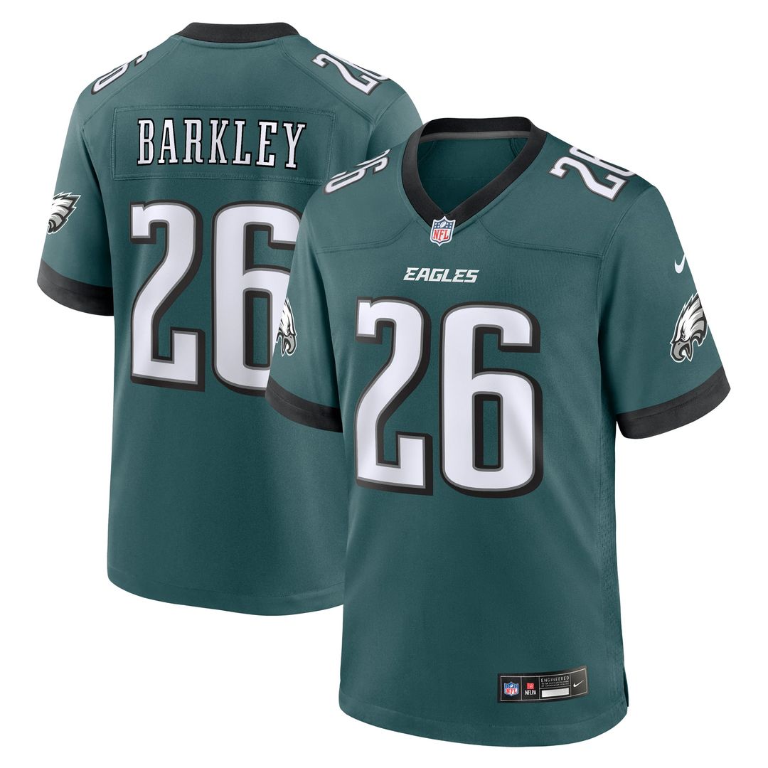 Men's Nike Philadelphia Eagles Saquon Barkley Midnight Green Game Player NFL Jersey