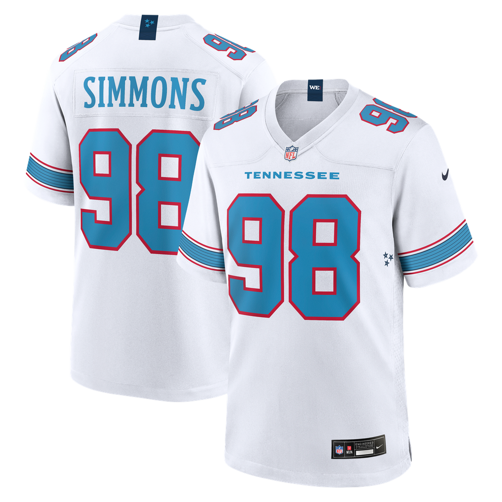 Men's Nike Tennessee Titans Jeffery Simmons White Game NFL Jersey
