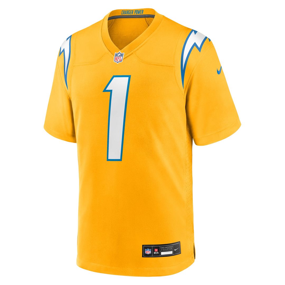 Men's Nike Los Angeles Chargers Quentin Johnston Gold Alternate Charger Power Game Player NFL Jersey
