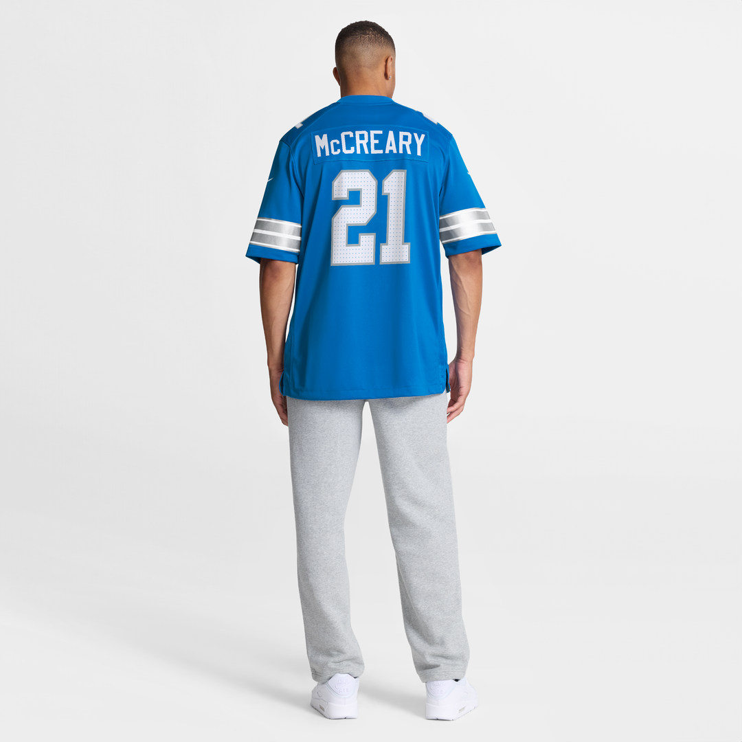 Men's Nike Detroit Lions Roger McCreary Blue Team Game NFL Jersey