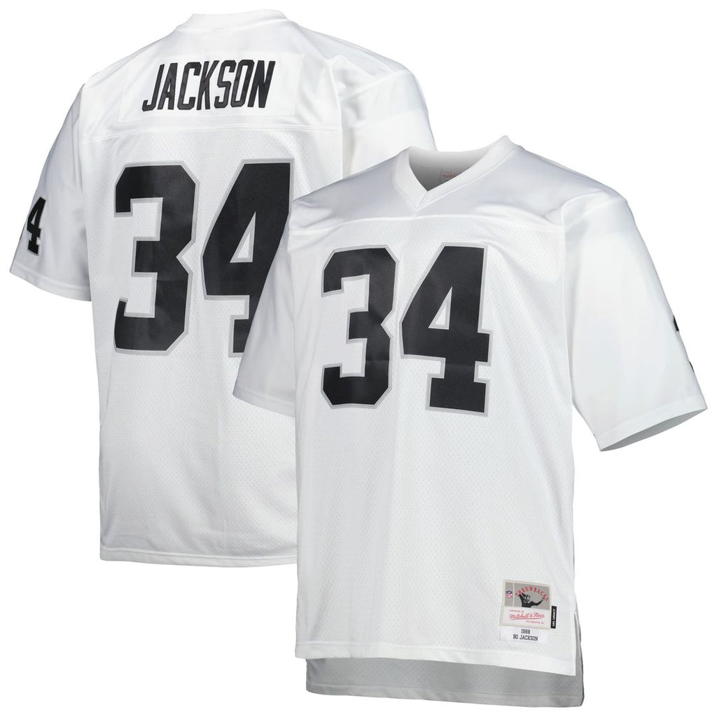 Men's Big & Tall Mitchell & Ness Las Vegas Raiders Bo Jackson White 1988 Retired Player Replica NFL Jersey