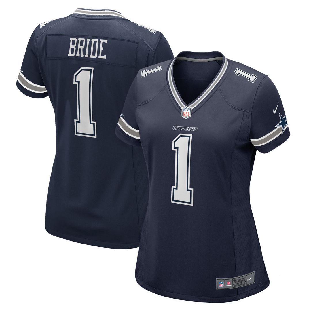 Women's Nike Dallas Cowboys Number 1 Bride Navy Game NFL Jersey