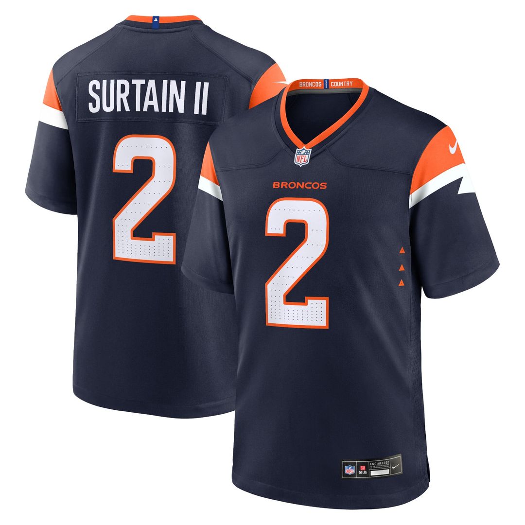 Men's Nike Denver Broncos Patrick Surtain II Orange Team Game NFL Jersey