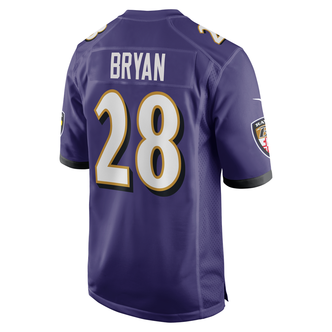 Men's Nike Baltimore Ravens Taven Bryan Purple Team Game NFL Jersey