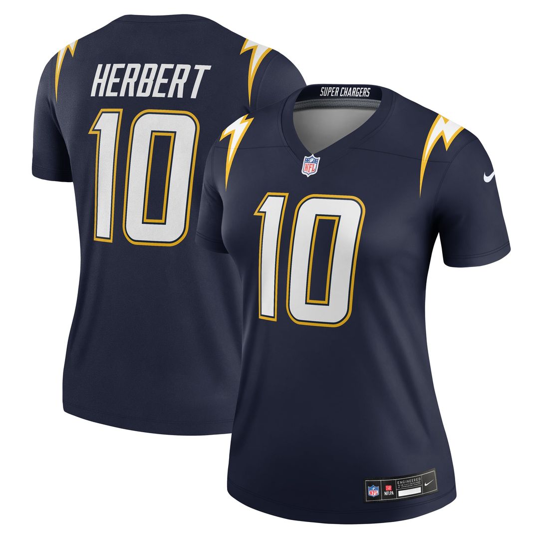 Women's Nike Los Angeles Chargers Justin Herbert Gold Alternate Charger Power Legend Player NFL Performance Top