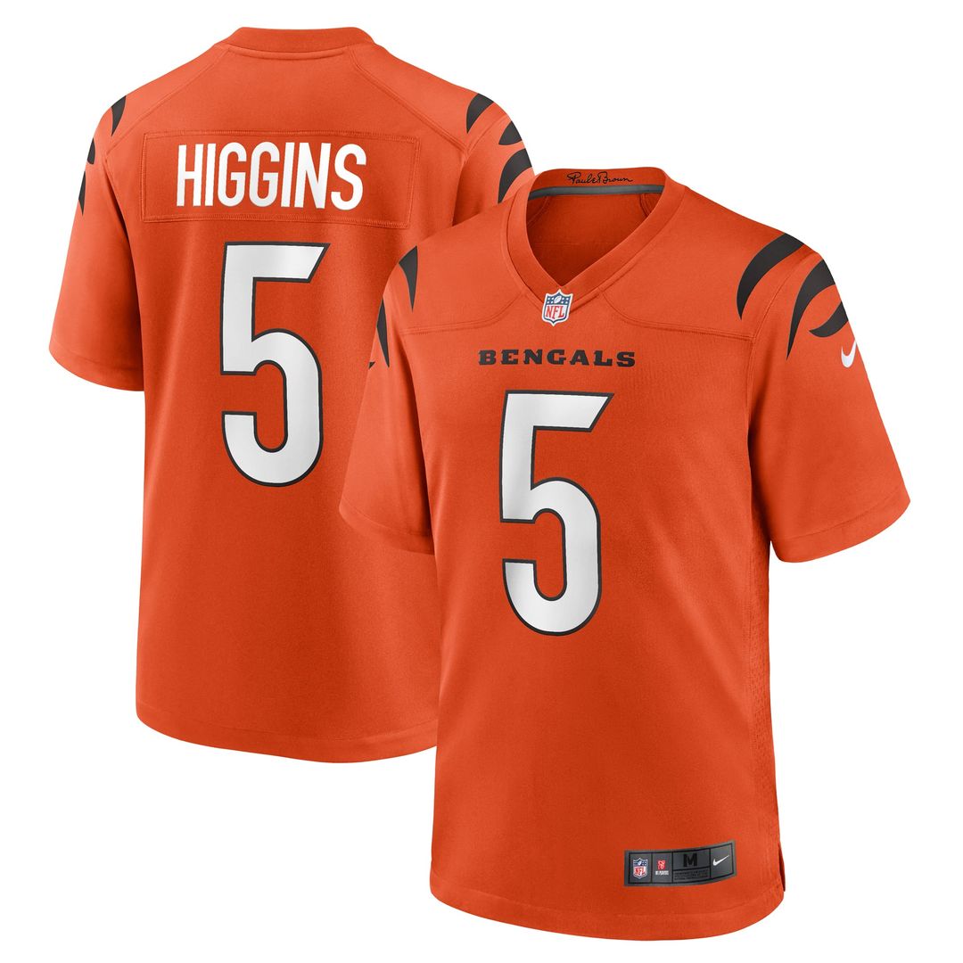 Men's Nike Cincinnati Bengals Tee Higgins Black Game Player NFL Jersey