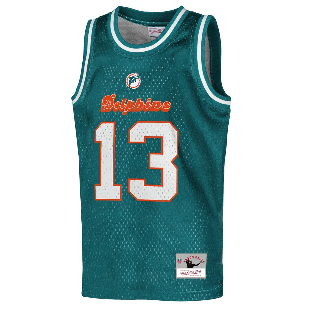 Youth Mitchell & Ness Miami Dolphins Dan Marino Aqua Retired Player NFL Basketball Fashion NFL Jersey