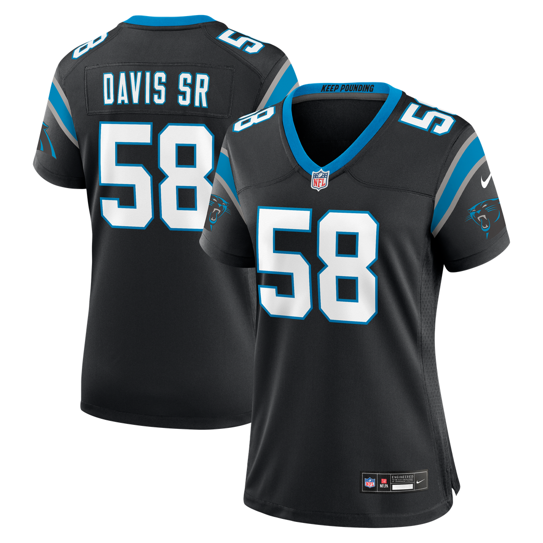 Women's Nike Carolina Panthers Thomas Davis Sr. Black Team Retired Game NFL Jersey