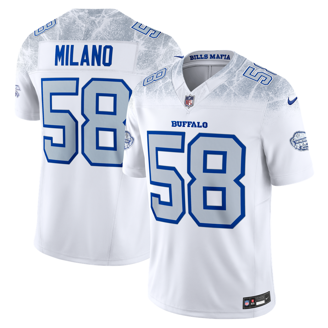 Men's Nike Buffalo Bills Matt Milano White 2025 Rivalries Collection Stitched Limited NFL Jersey