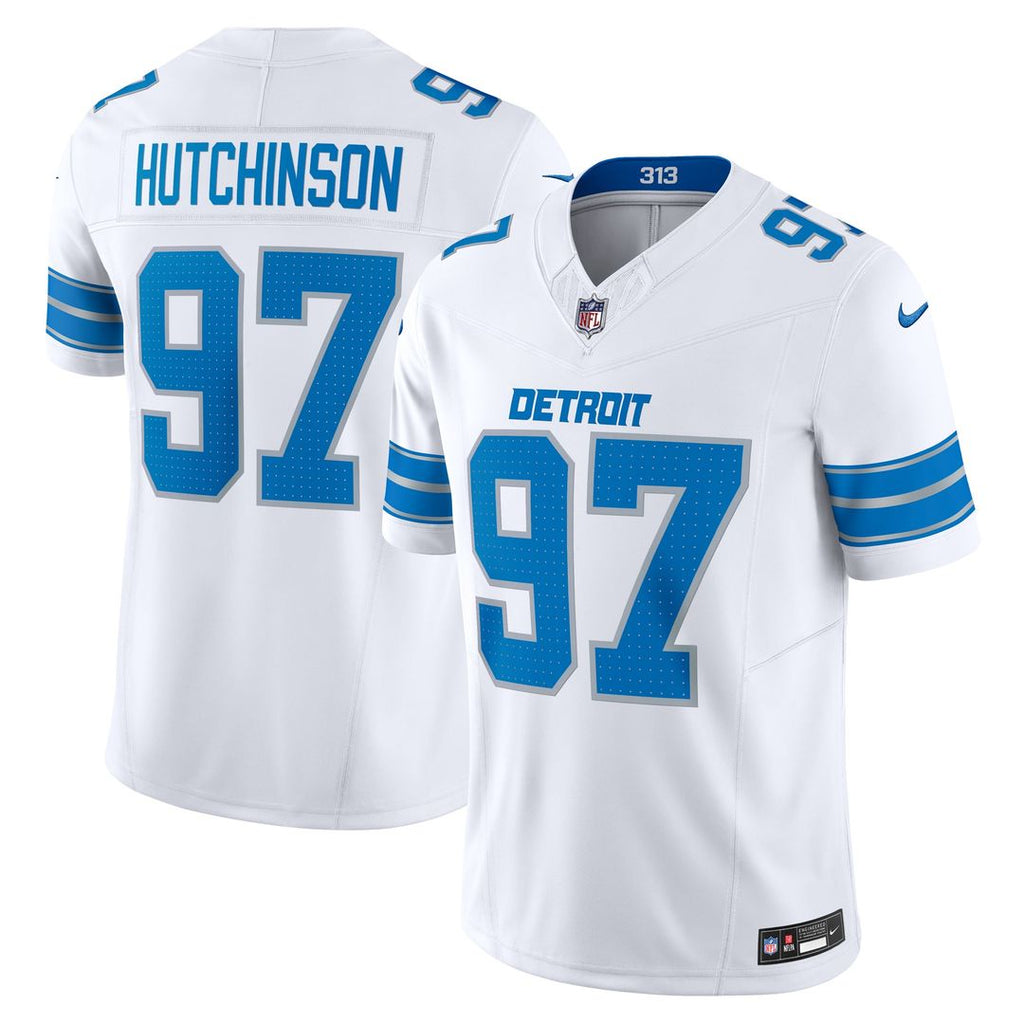 Men's Nike Detroit Lions Aidan Hutchinson White Vapor F.U.S.E. Limited NFL Jersey