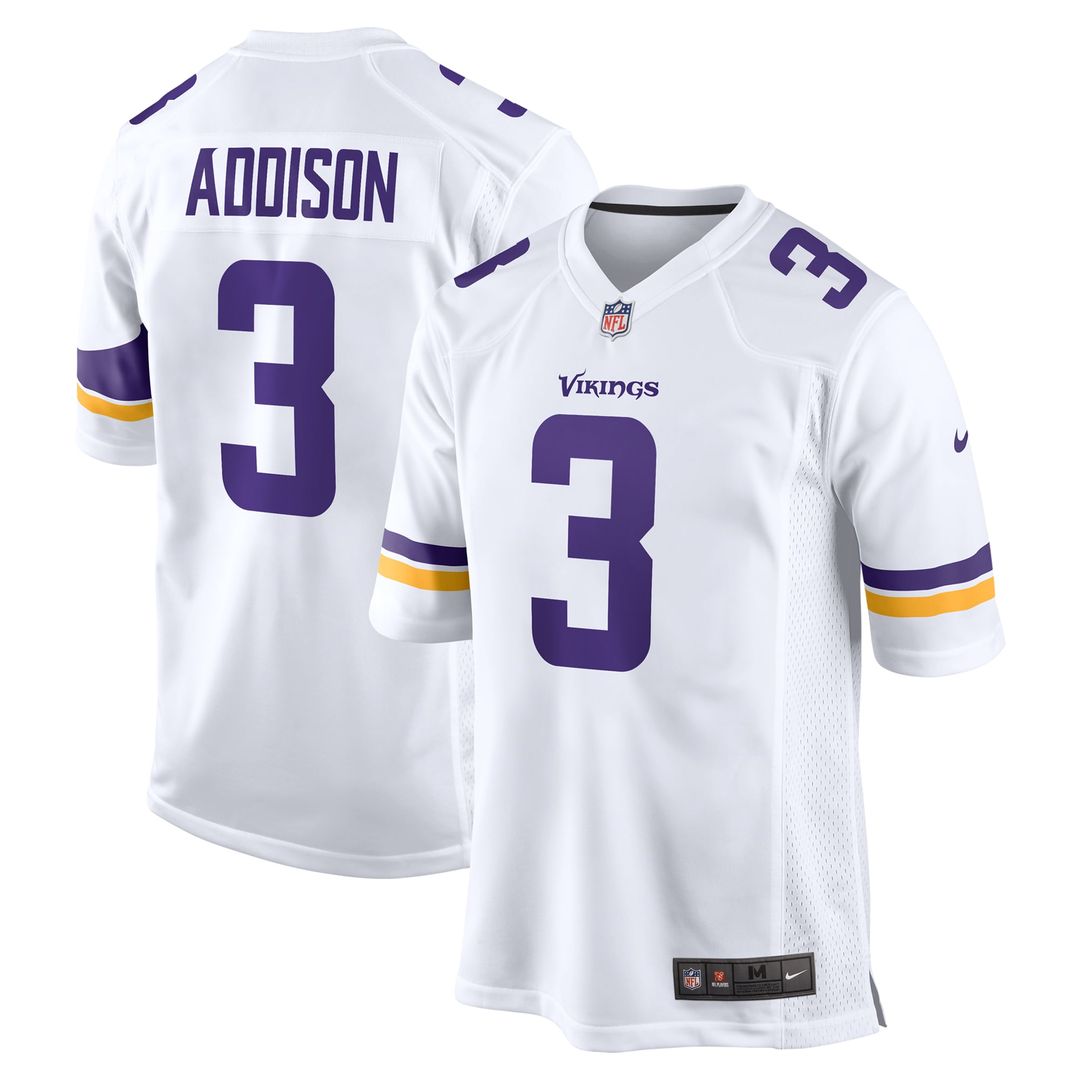 Men's Nike Minnesota Vikings Jordan Addison White Away Game NFL Jersey