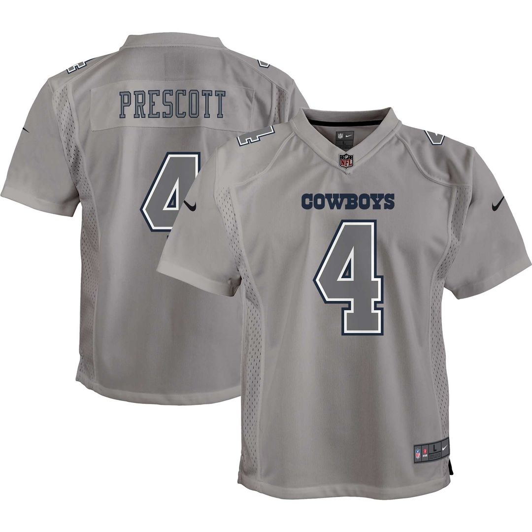 Youth Nike Dallas Cowboys Dak Prescott Gray Atmosphere Game NFL Jersey