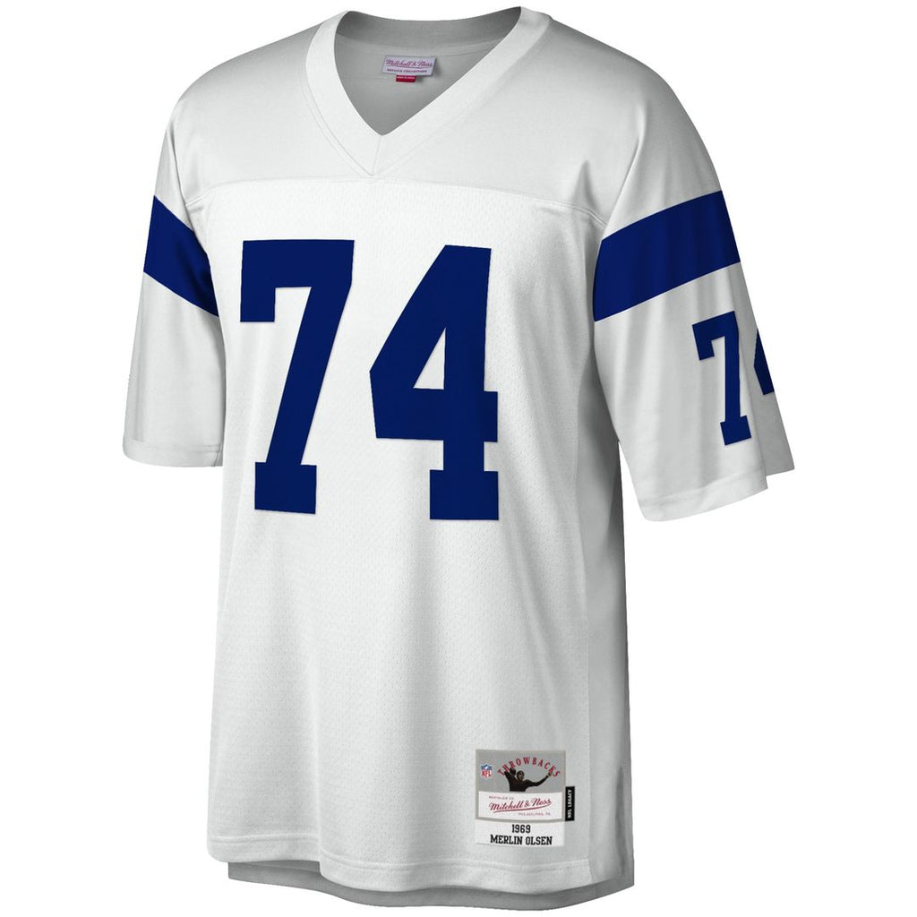 Men's Mitchell & Ness Los Angeles Rams Merlin Olsen White Legacy Replica NFL Jersey