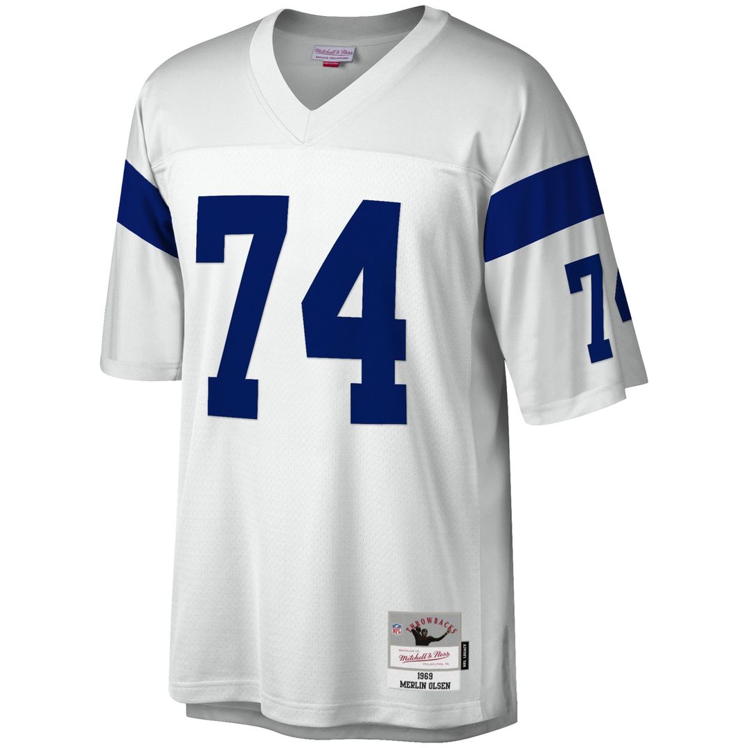 Men's Mitchell & Ness Los Angeles Rams Merlin Olsen White Legacy Replica NFL Jersey