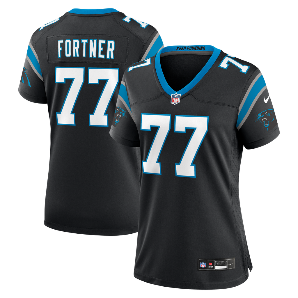 Women's Nike Carolina Panthers Luke Fortner Black Team Game NFL Jersey