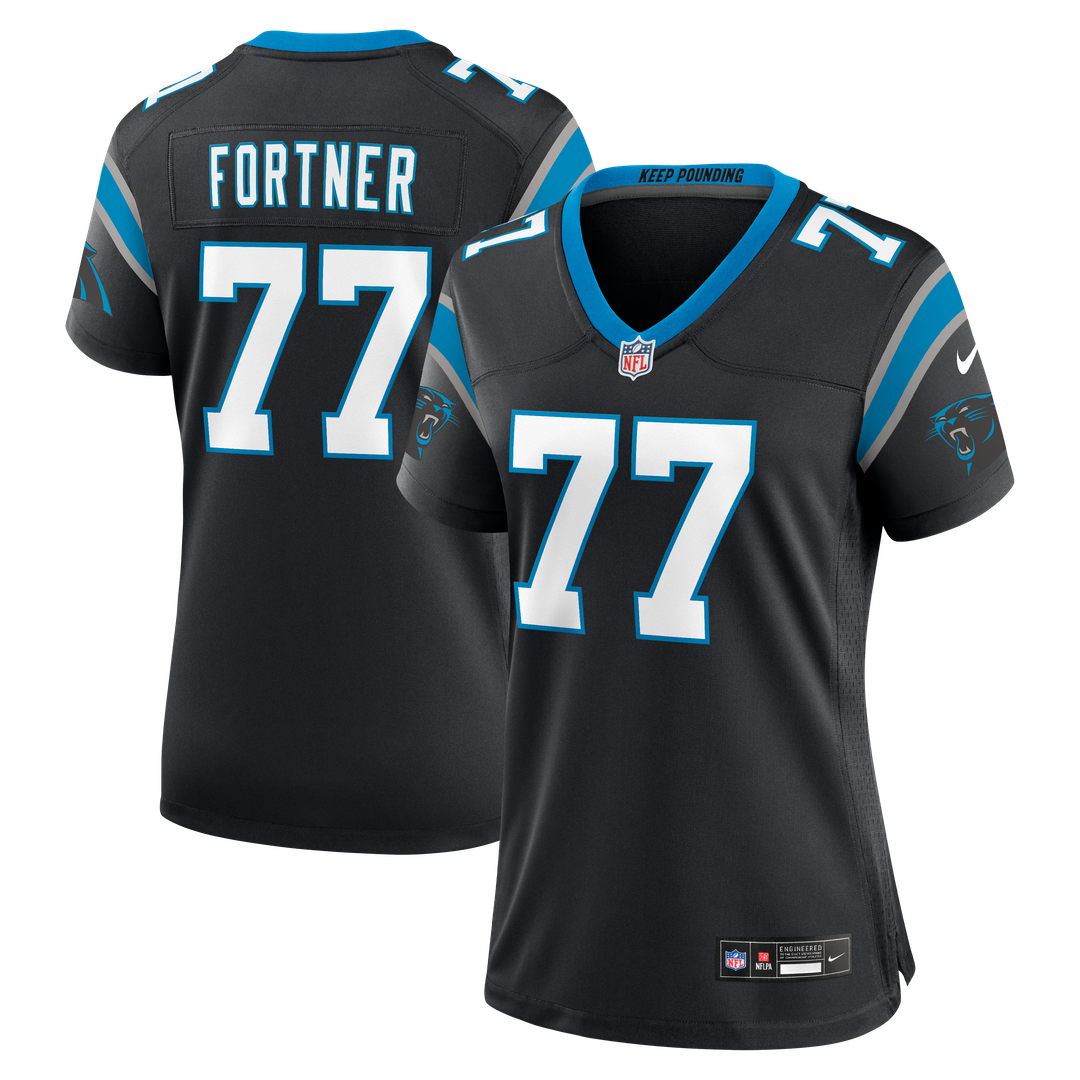 Women's Nike Carolina Panthers Luke Fortner Black Team Game NFL Jersey