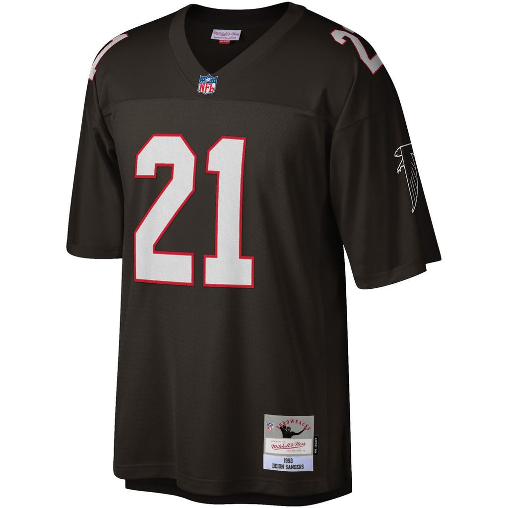 Men's Mitchell & Ness Atlanta Falcons Deion Sanders White Legacy Replica NFL Jersey