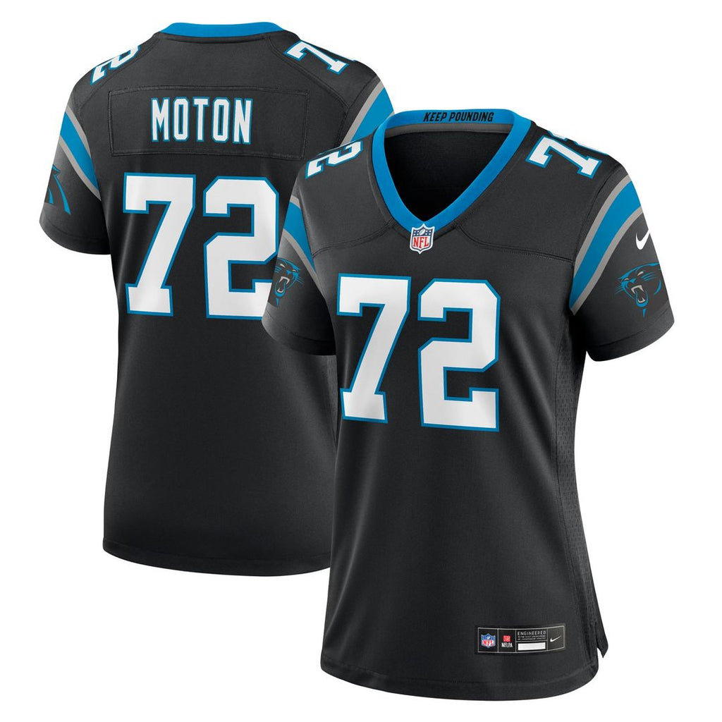 Women's Nike Carolina Panthers Taylor Moton Black Team Game NFL Jersey