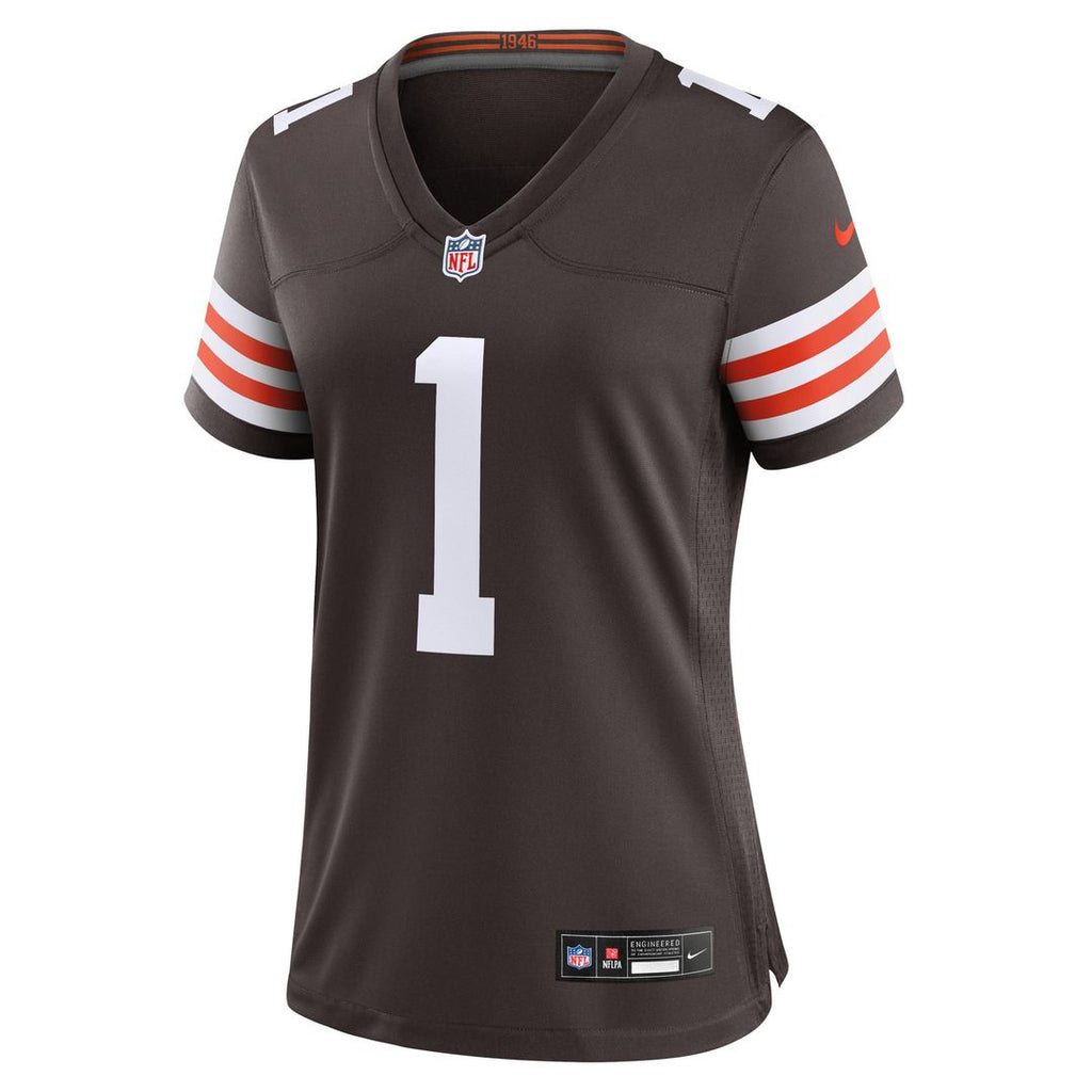 Women's Nike Cleveland Browns Number 1 Bride Brown Game NFL Jersey
