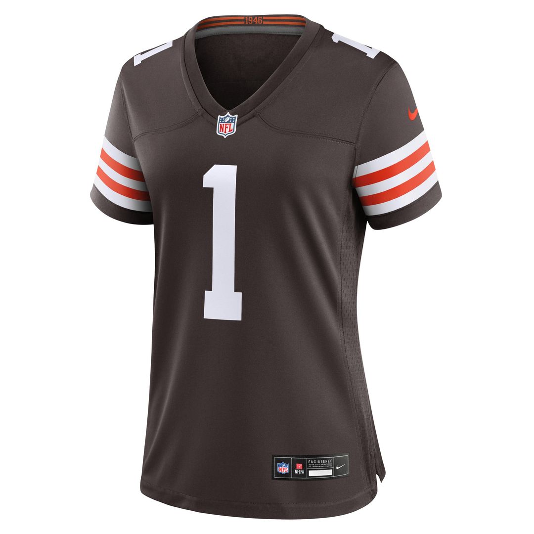 Women's Nike Cleveland Browns Number 1 Bride Brown Game NFL Jersey