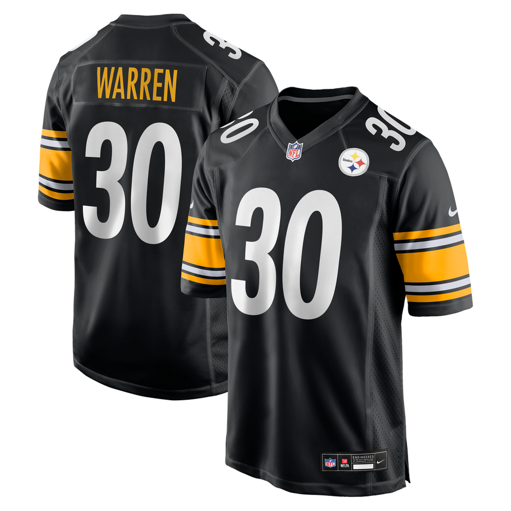 Men's Nike Pittsburgh Steelers Jaylen Warren Black Game Player NFL Jersey