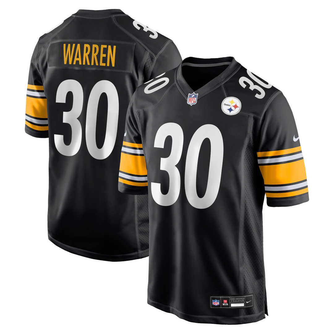 Men's Nike Pittsburgh Steelers Jaylen Warren Black Game Player NFL Jersey