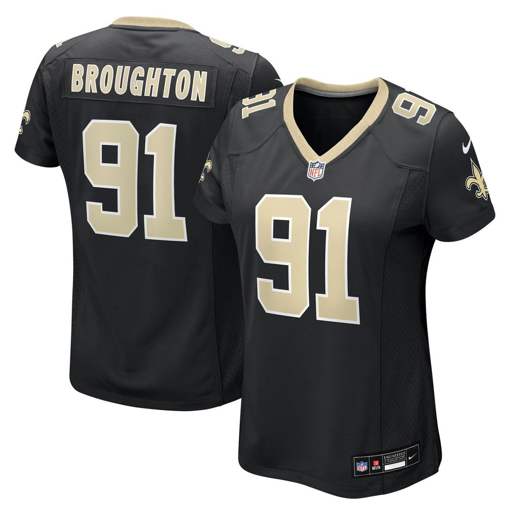 Women's Nike New Orleans Saints Vernon Broughton Black Team Game NFL Jersey