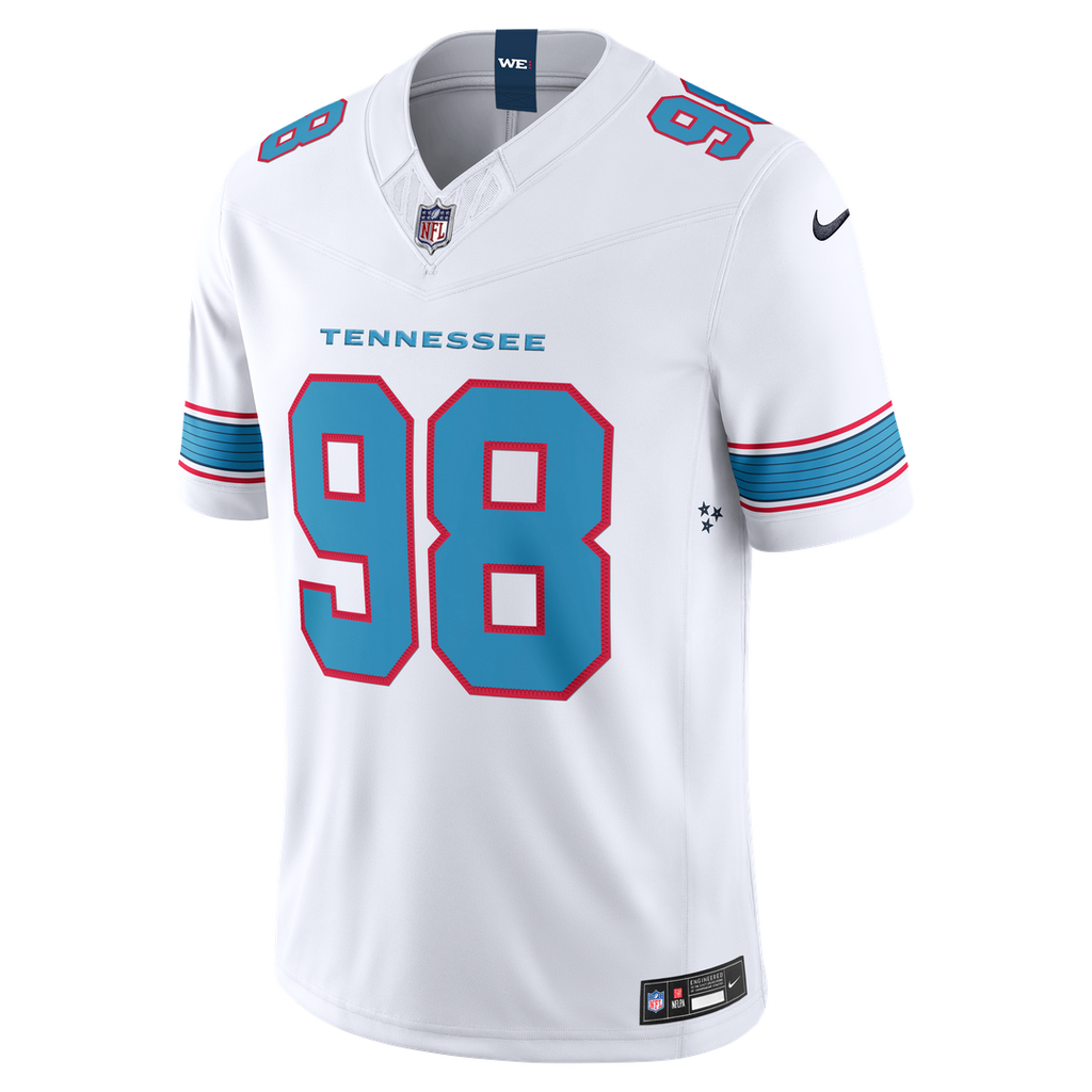Men's Nike Tennessee Titans Jeffery Simmons Light Blue Vapor F.U.S.E. Sewn Down Limited NFL Jersey