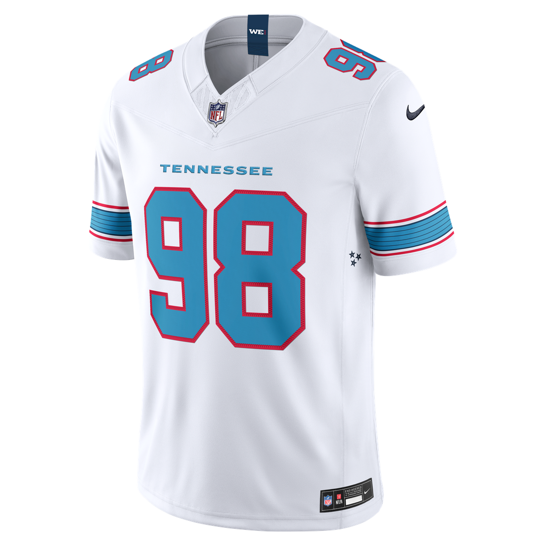 Men's Nike Tennessee Titans Jeffery Simmons Light Blue Vapor F.U.S.E. Sewn Down Limited NFL Jersey