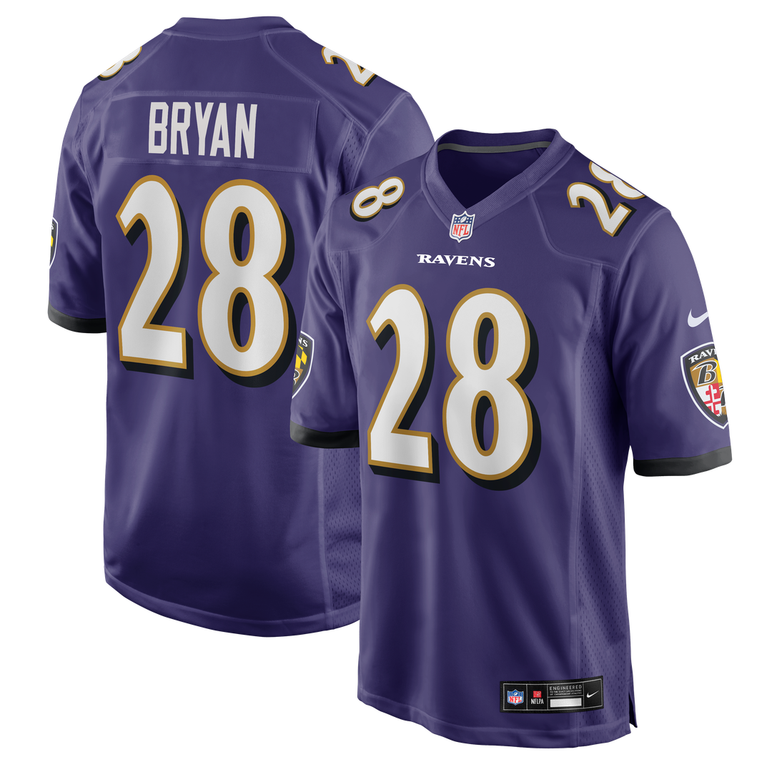 Men's Nike Baltimore Ravens Taven Bryan Purple Team Game NFL Jersey