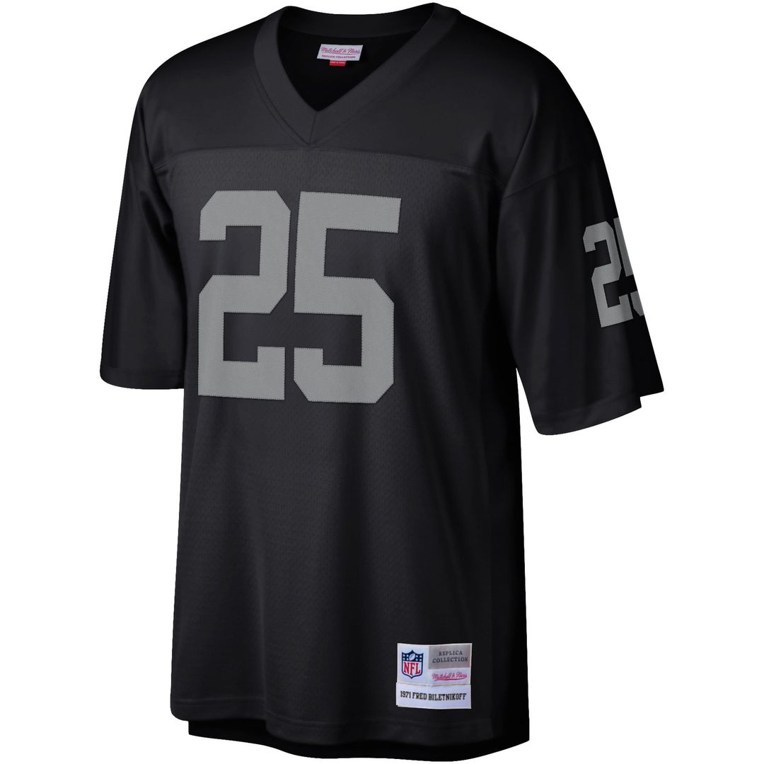 Men's Mitchell & Ness Las Vegas Raiders Fred Biletnikoff Black Legacy Replica NFL Jersey