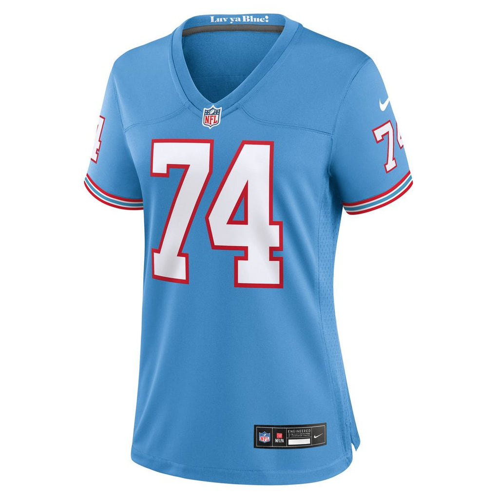 Women's Nike Tennessee Titans Bruce Matthews Light Blue Oilers Throwback Retired Player Game NFL Jersey