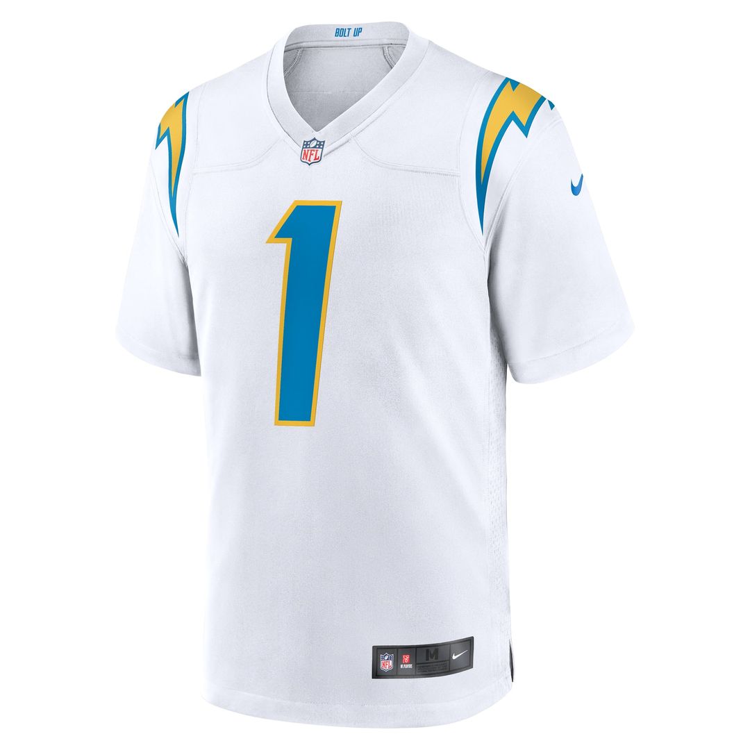 Men's Nike Los Angeles Chargers Quentin Johnston White Away Game NFL Jersey