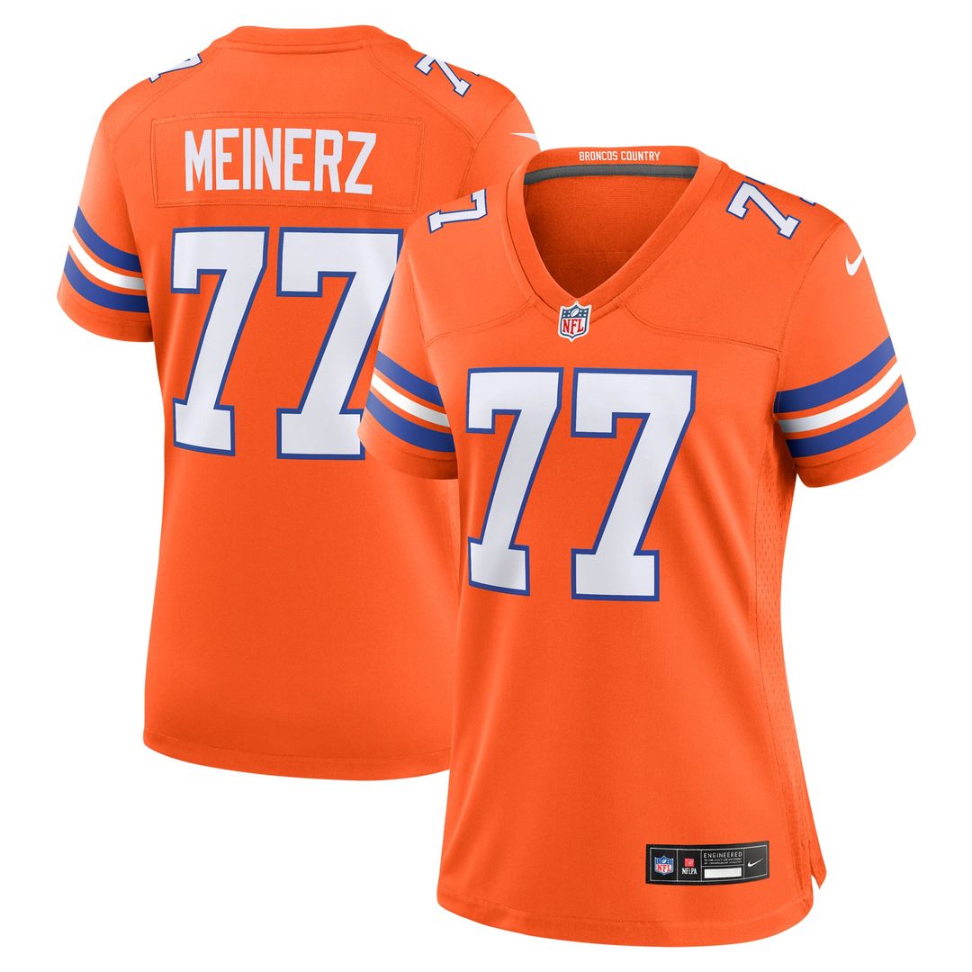 Women's Nike Denver Broncos Quinn Meinerz Orange Mile High Collection 1977 Throwback Player Game NFL Jersey