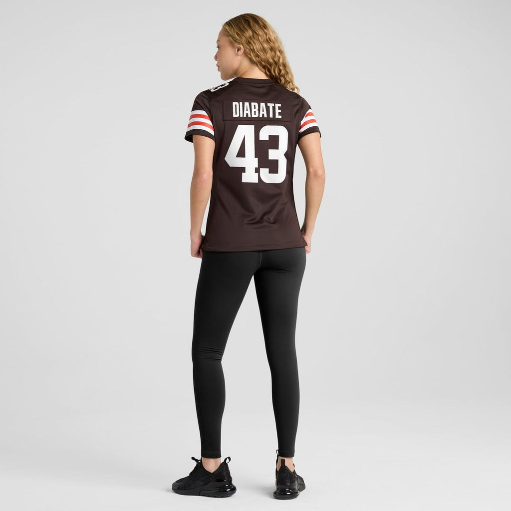 Women's Nike Cleveland Browns Mohamoud Diabate Brown Team Game NFL Jersey
