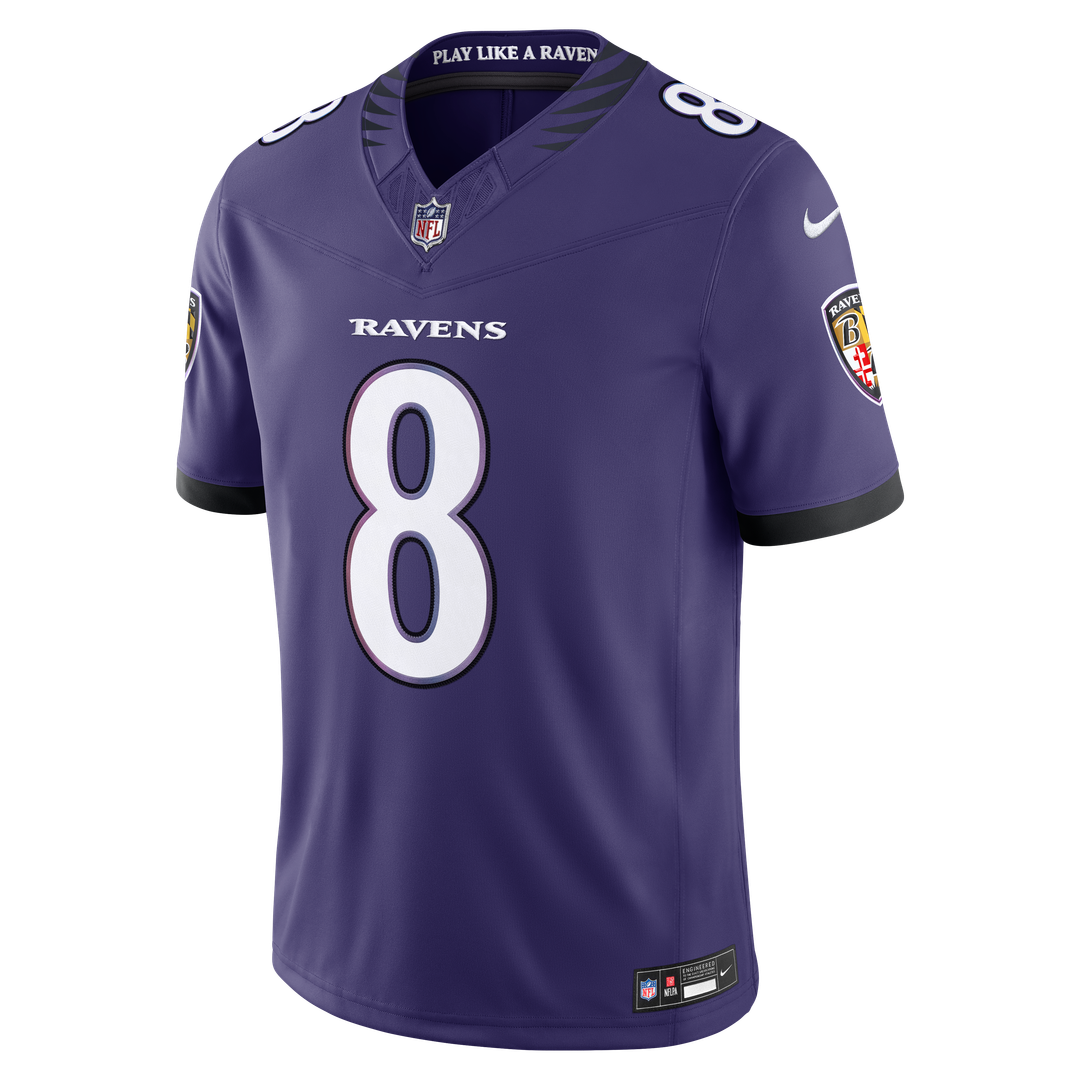 Men's Nike Baltimore Ravens Lamar Jackson Purple Vapor F.U.S.E. Stitched Limited NFL Jersey