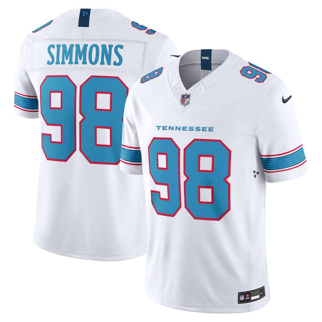 Men's Nike Tennessee Titans Jeffery Simmons White Vapor F.U.S.E. Stitched Limited NFL Jersey