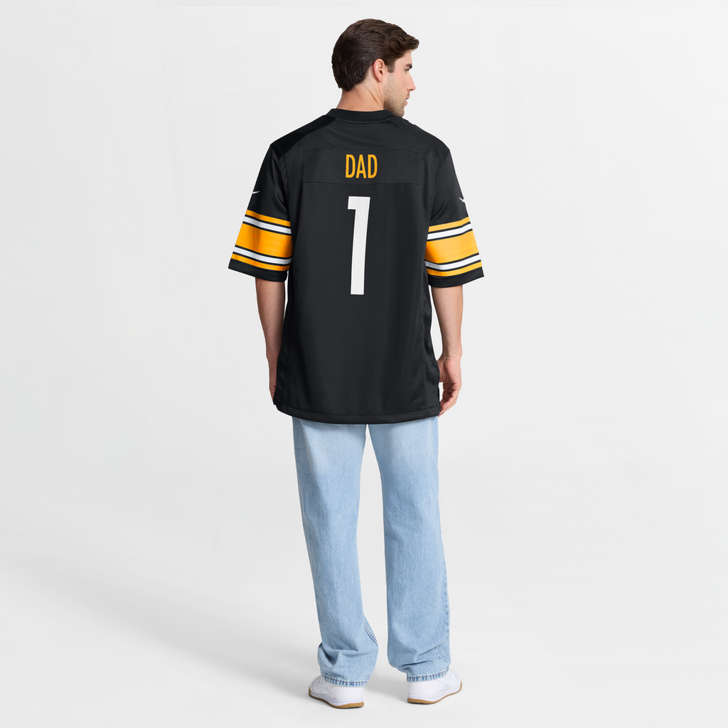 Men's Nike Pittsburgh Steelers Number 1 Dad Black Game NFL Jersey