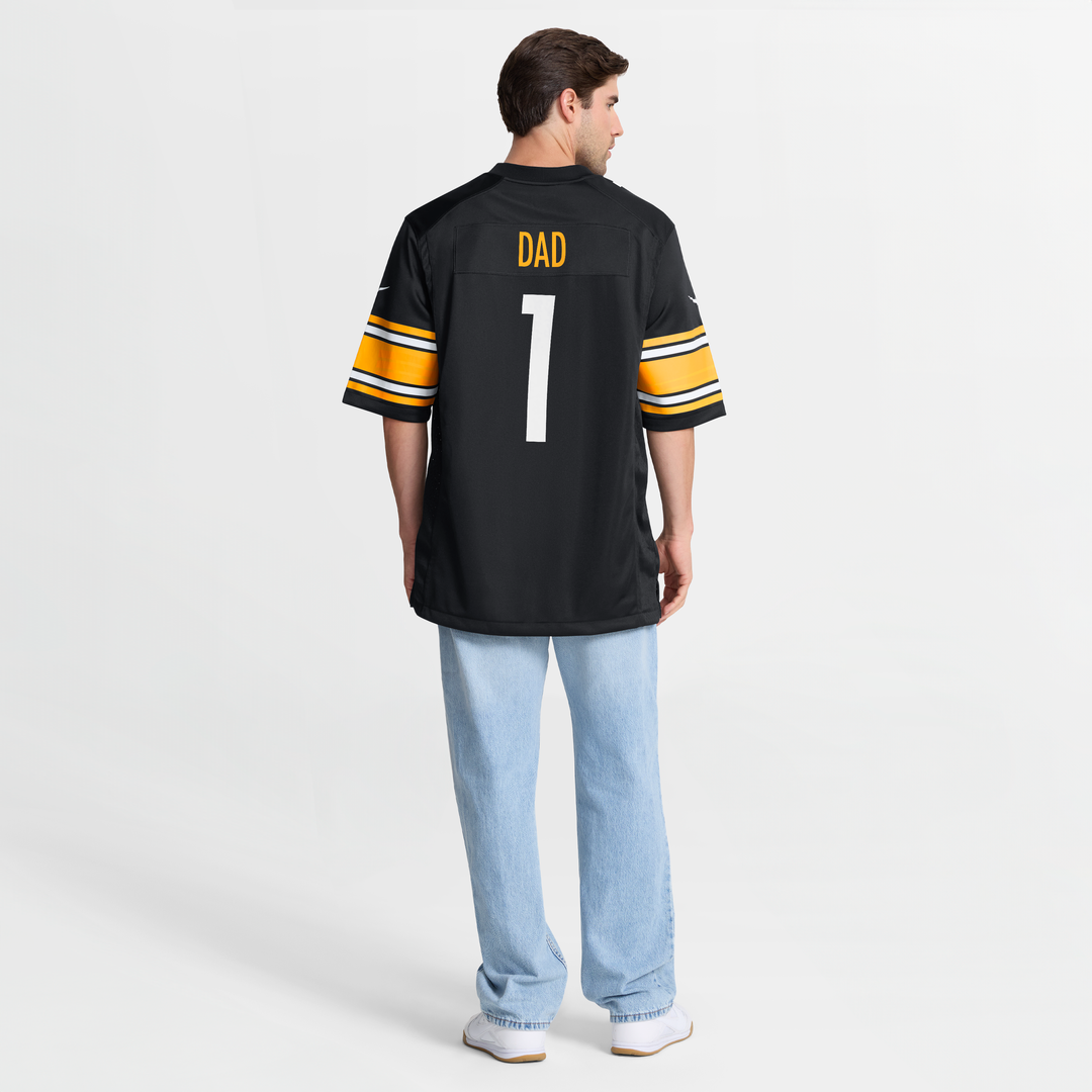 Men's Nike Pittsburgh Steelers Number 1 Dad Black Game NFL Jersey