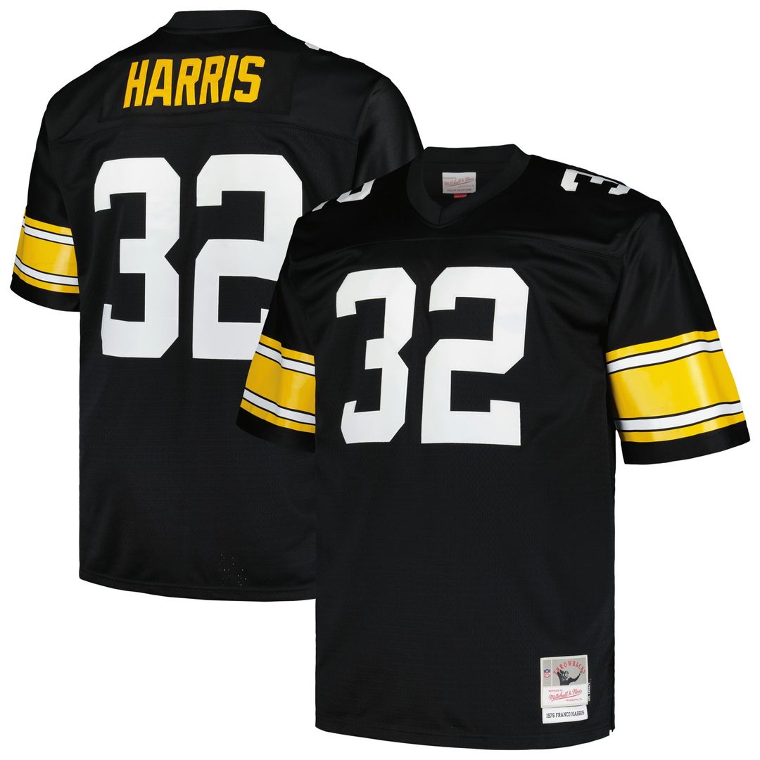 Men's Big & Tall Mitchell & Ness Pittsburgh Steelers Franco Harris White 1976 Retired Player Replica NFL Jersey