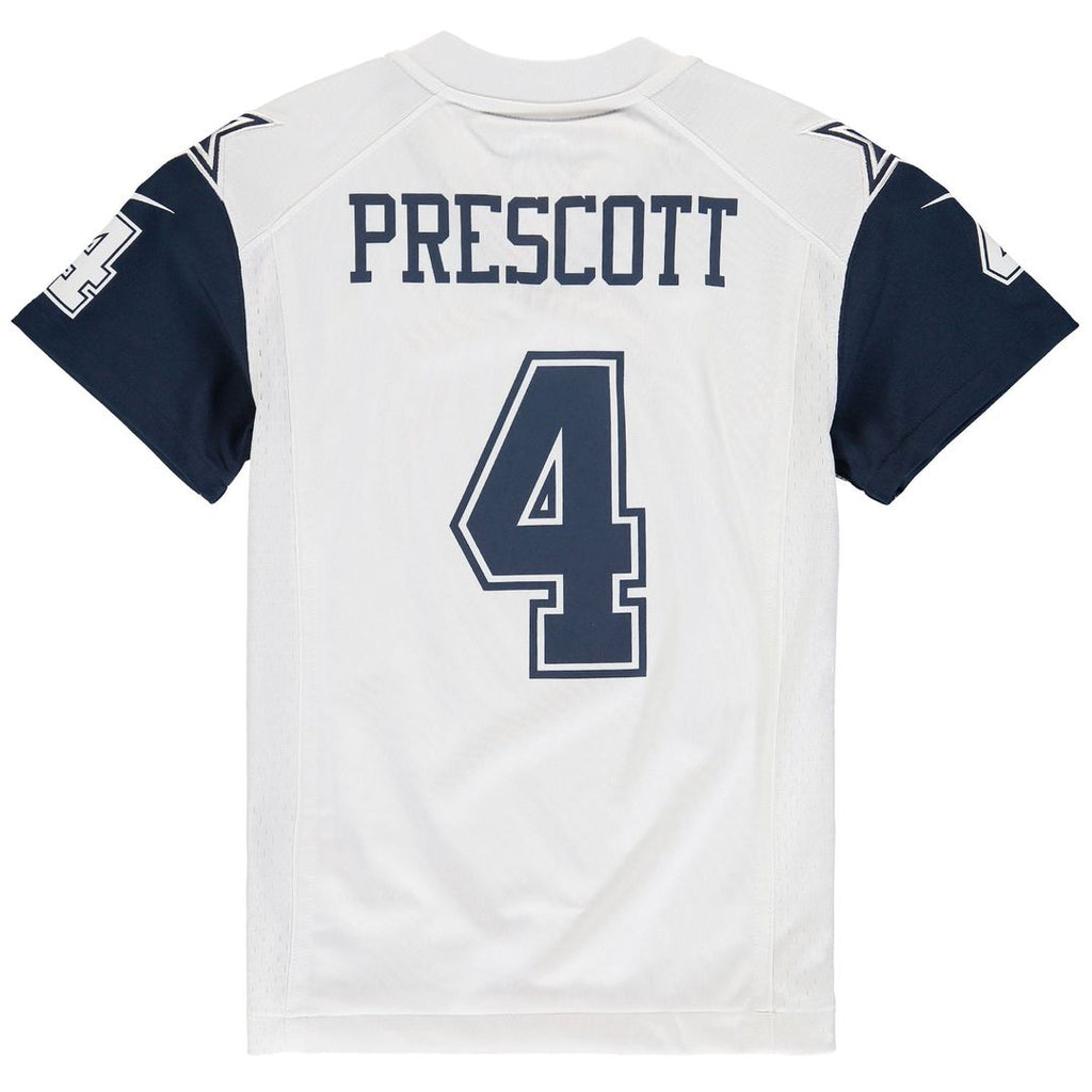 Youth Nike Dallas Cowboys Dak Prescott White Color Rush Game NFL Jersey