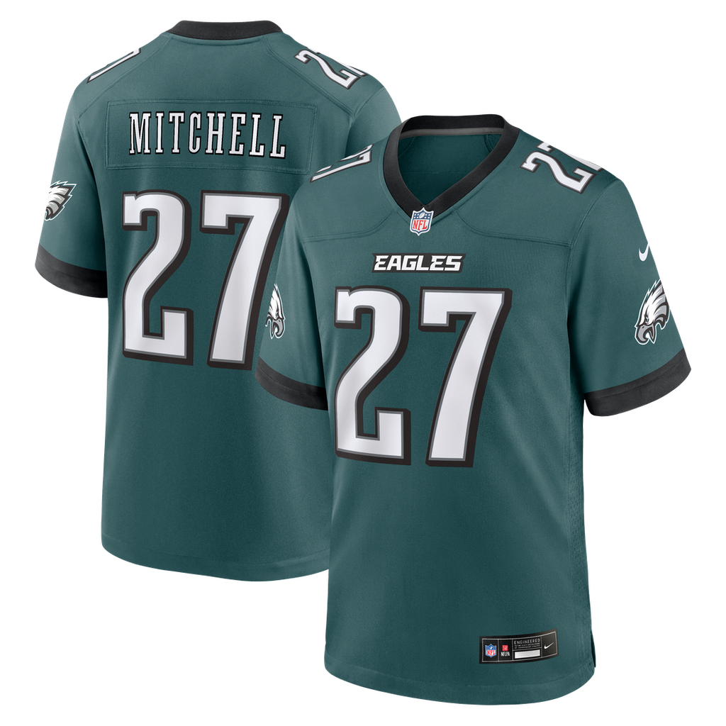 Men's Nike Philadelphia Eagles Quinyon Mitchell Midnight Green Team Game NFL Jersey