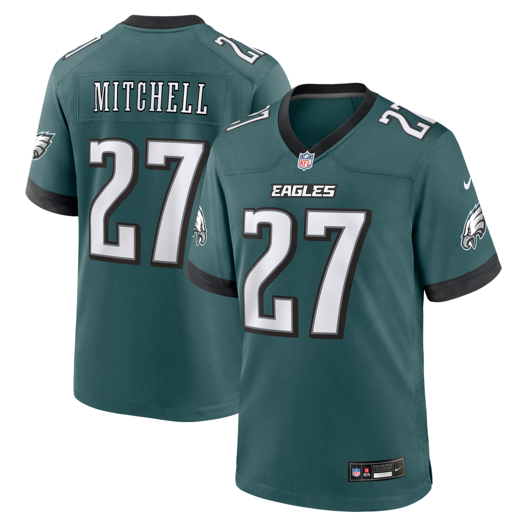 Men's Nike Philadelphia Eagles Quinyon Mitchell Midnight Green Team Game NFL Jersey