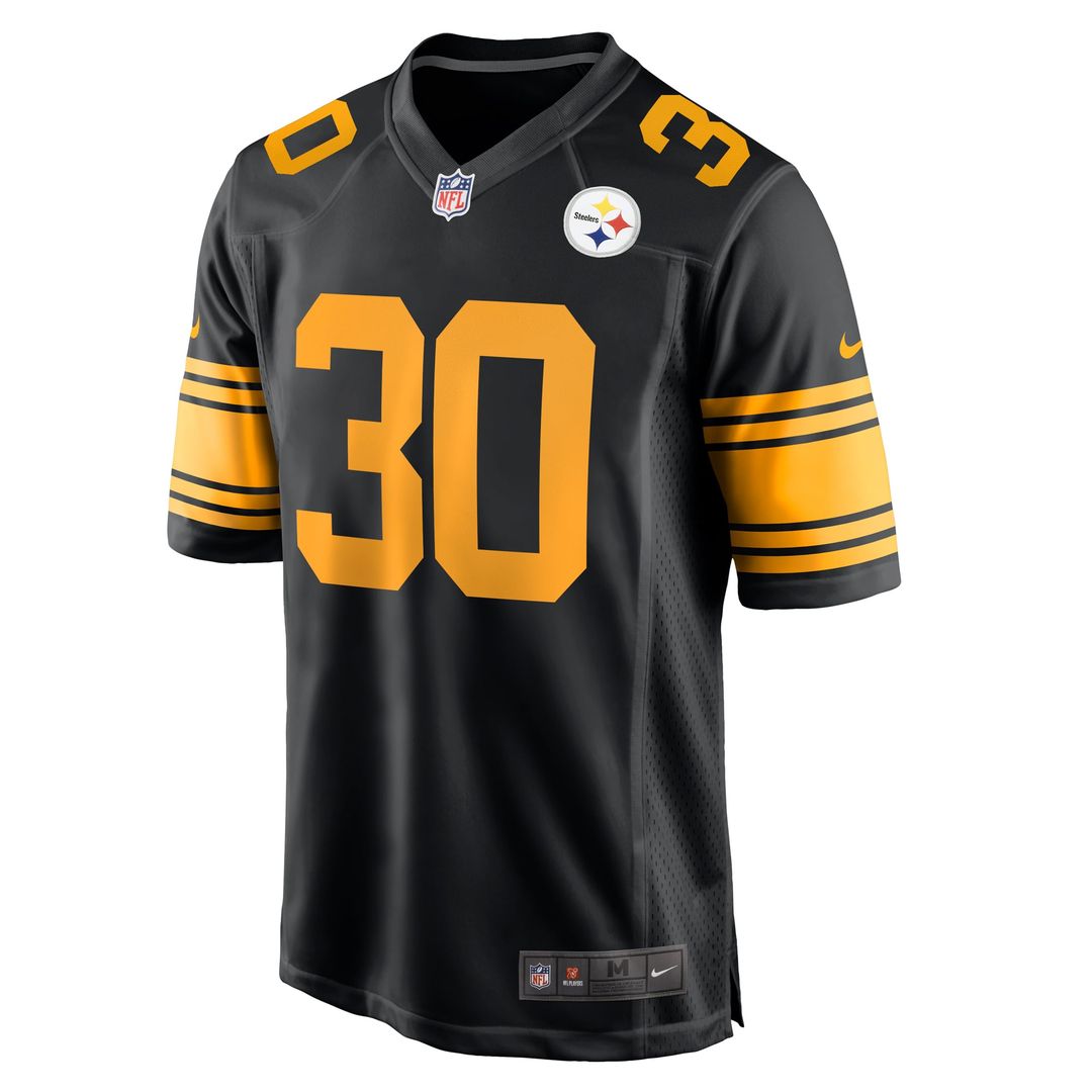 Men's Nike Pittsburgh Steelers Jaylen Warren Black Alternate Game NFL Jersey