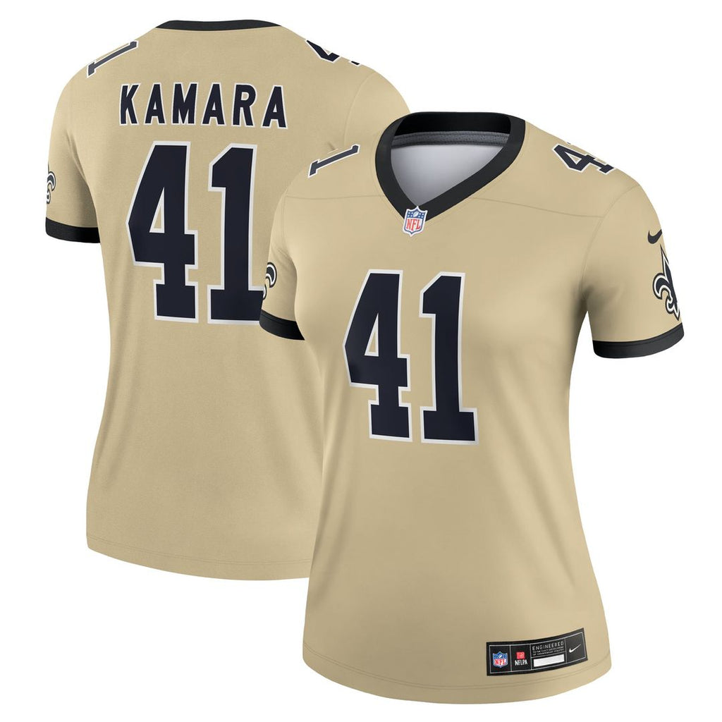 Women's Nike New Orleans Saints Alvin Kamara Gold Gameday Golds Alternate Legend Player NFL Performance Top