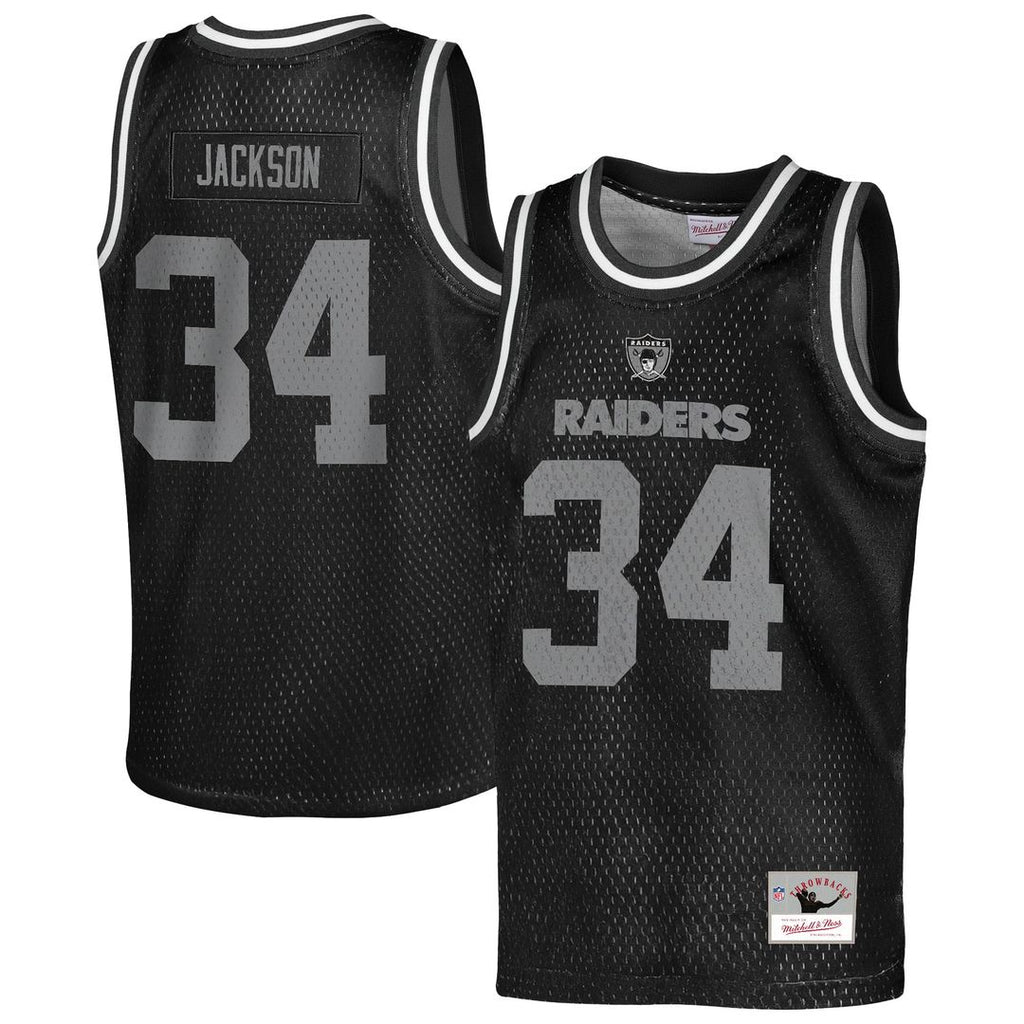 Youth Mitchell & Ness Las Vegas Raiders Bo Jackson Black Retired Player NFL Basketball Fashion NFL Jersey