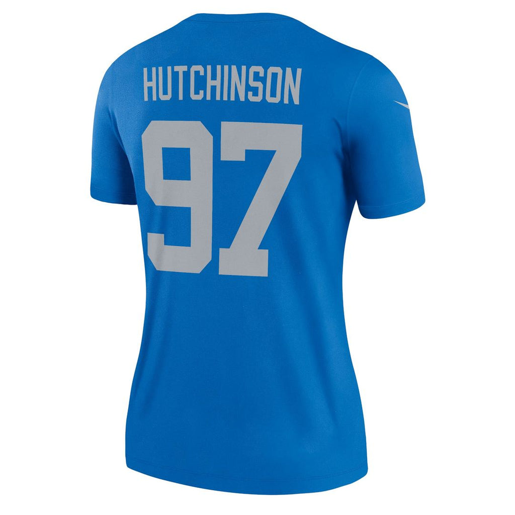 Women's Nike Detroit Lions Aidan Hutchinson Blue Alternate Legend Player NFL Performance Top