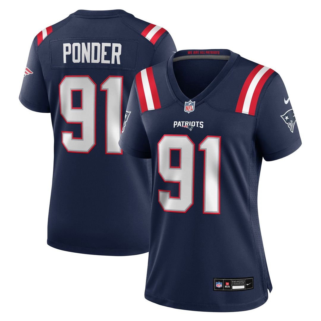 Women's Nike New England Patriots Elijah Ponder Navy Team Game NFL Jersey