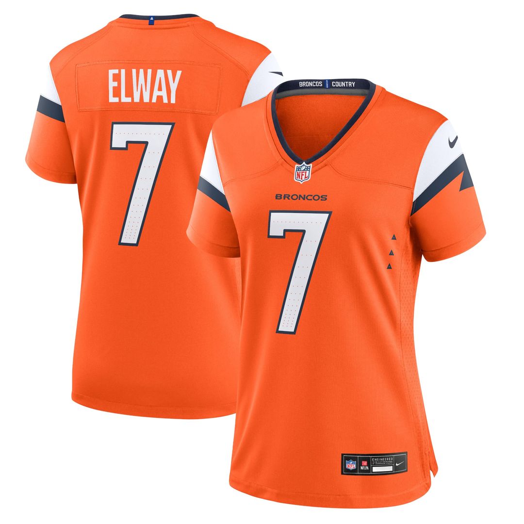 Women's Nike Denver Broncos John Elway Orange Team Retired Player Game NFL Jersey