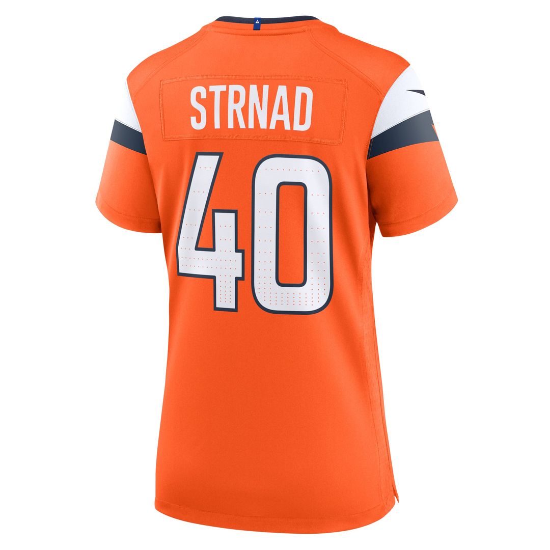 Women's Nike Denver Broncos Justin Strnad Orange Team Game NFL Jersey